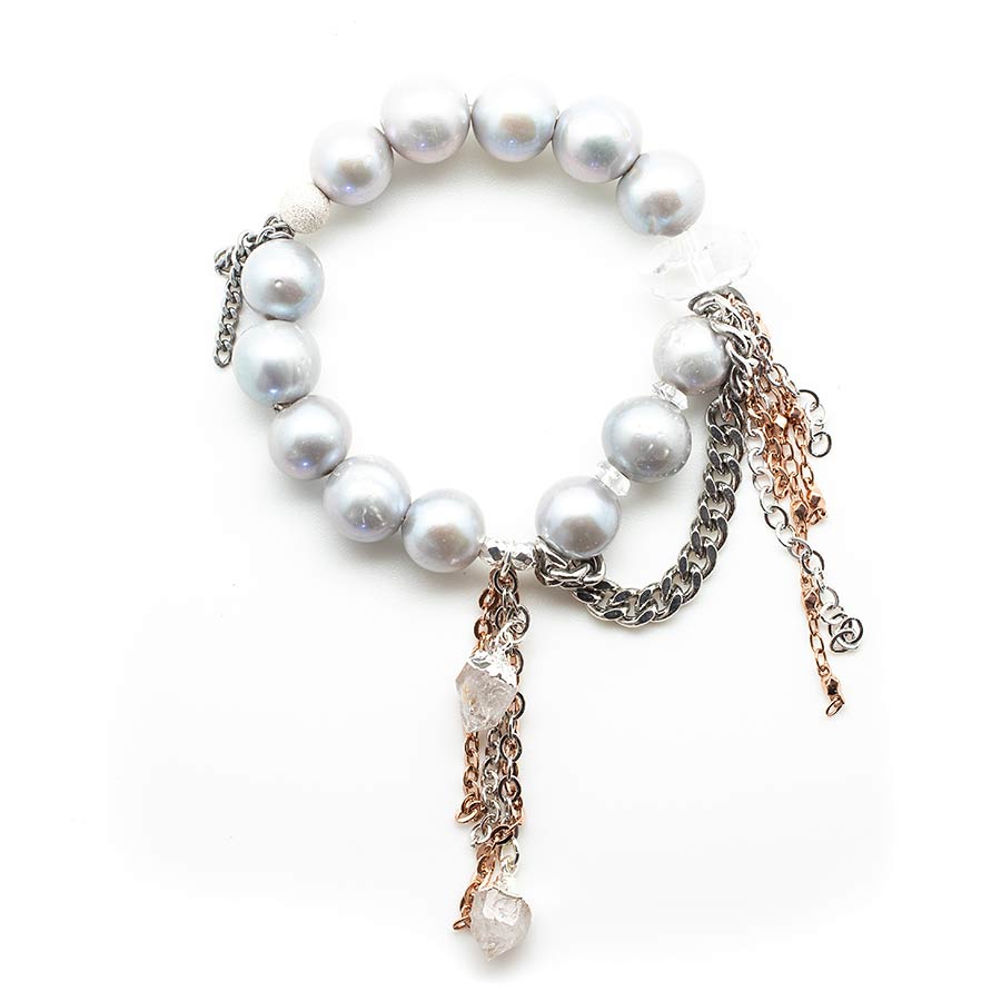 Silver Goddess Pearls with Herkimer Diamond Waterfall