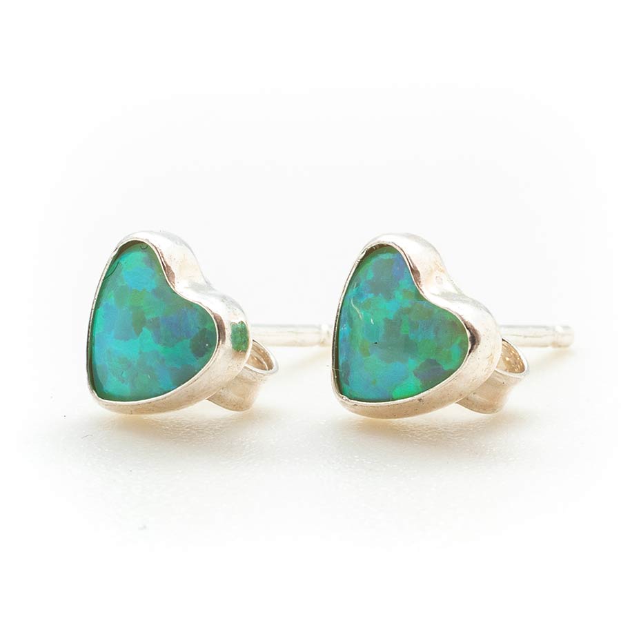 Blue Opal Heart Earring