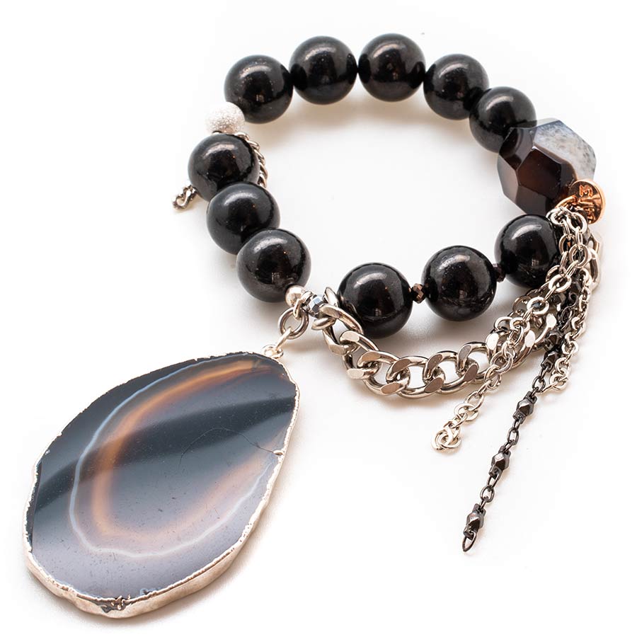 Shungite with an Agate Slice