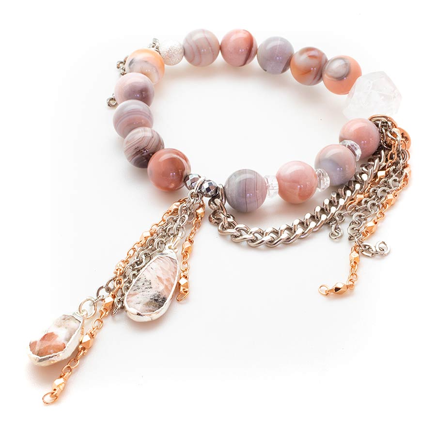 Lavender Botswana Agate with a Pink Opal Waterfall