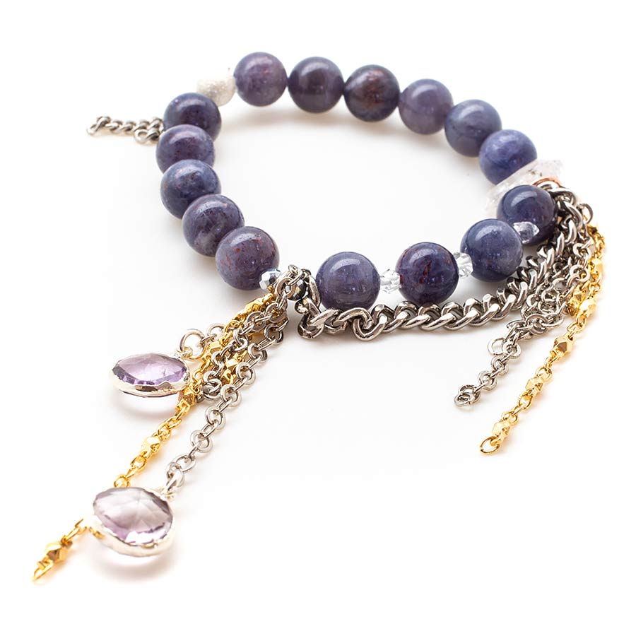 Star Iolite with an Amethyst Waterfall