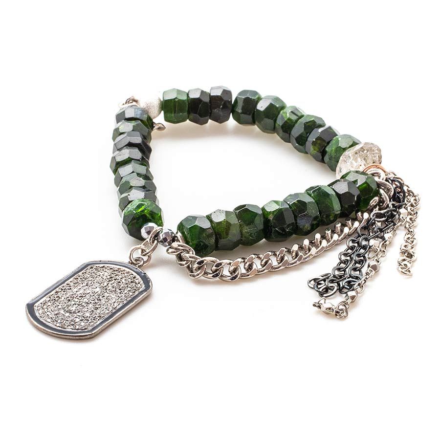 Diopside with a Diamond Dog Tag