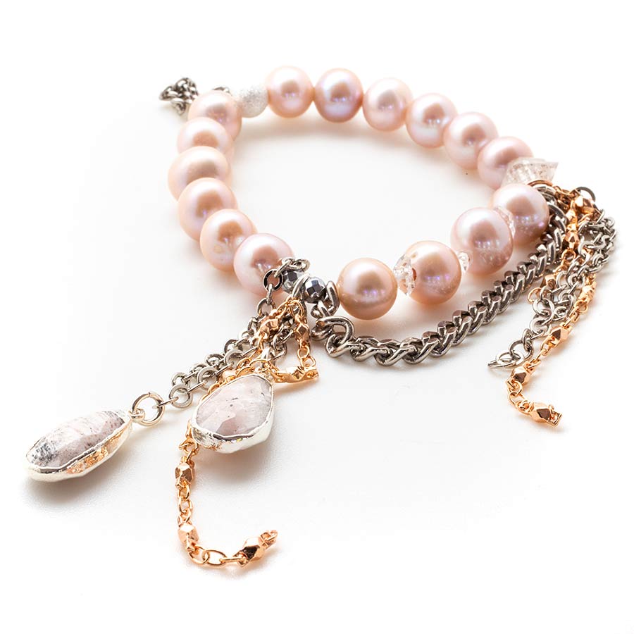Lavender Pearls with a Pink Opal Waterfall