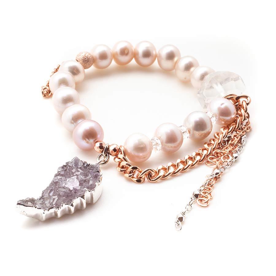 Lavender Pearls with an Amethyst Angel Wing