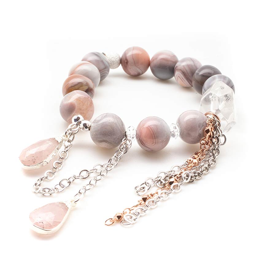 Lavender Botswana Agate with a Morganite Waterfall