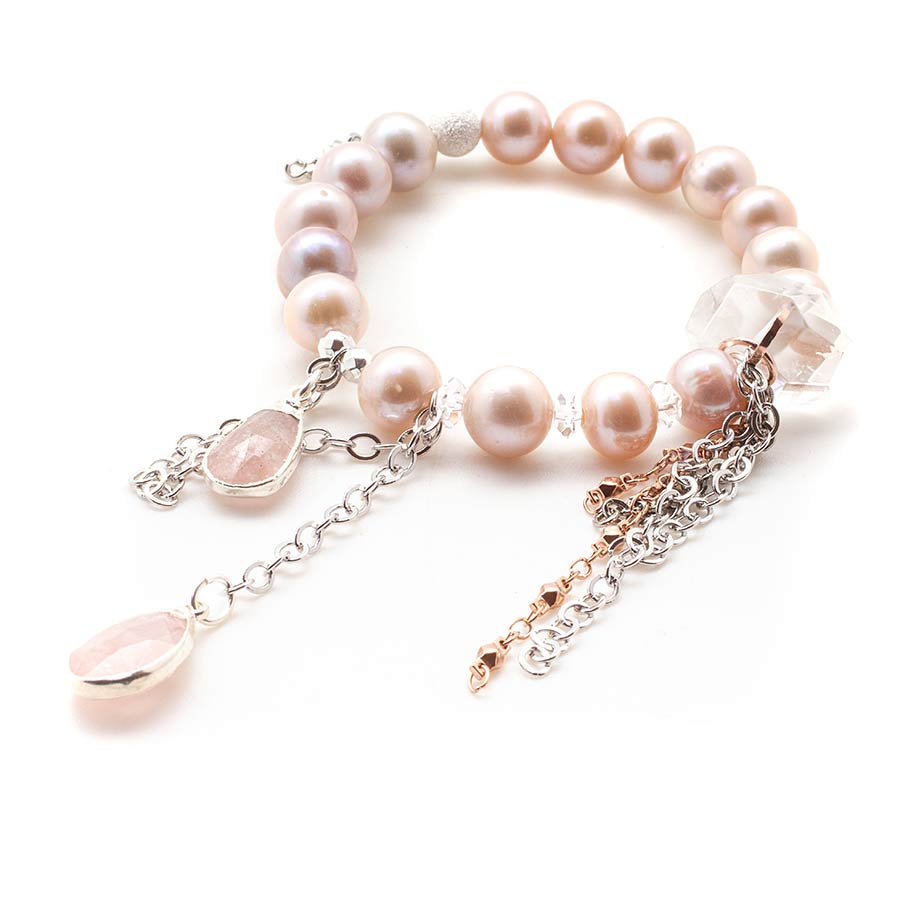Lavender Pearls with a Morganite Waterfall