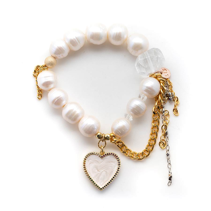 Goddess Pearls with an Enamel Heart