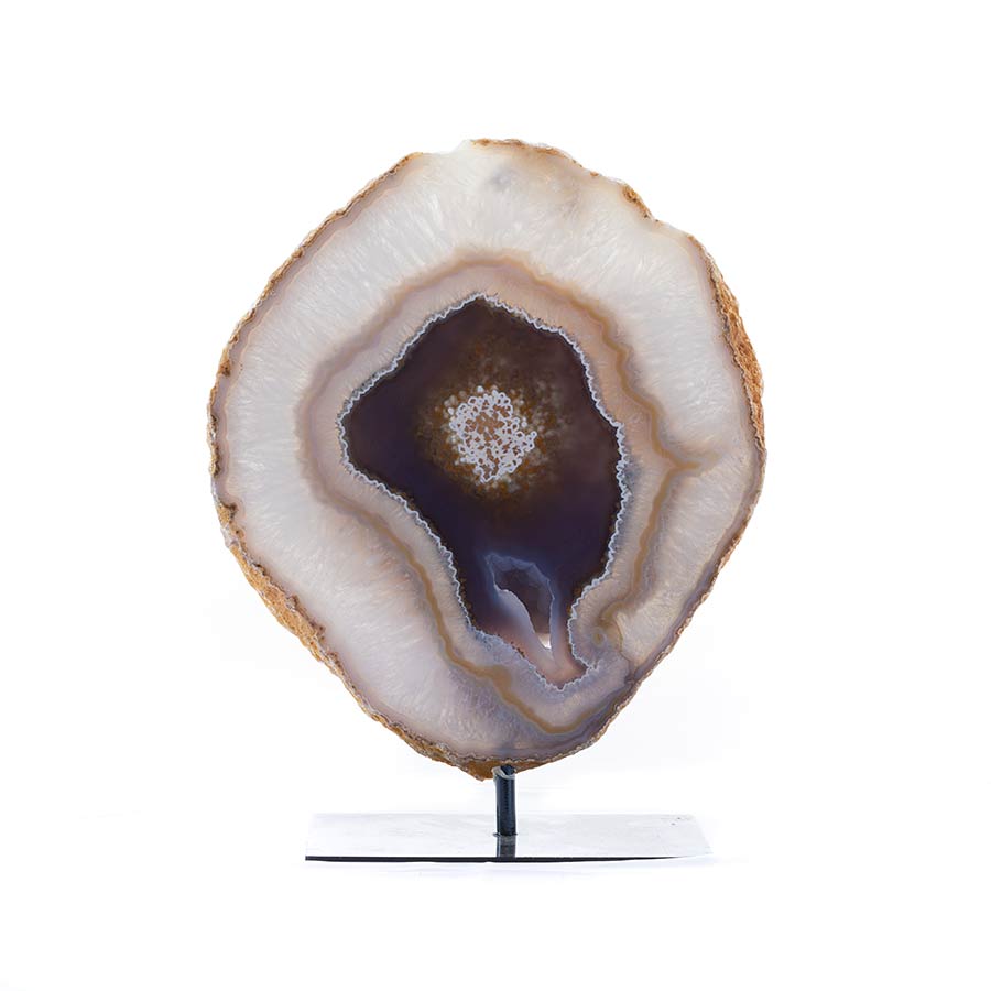 Large Agate Slice with Amethyst Flowers