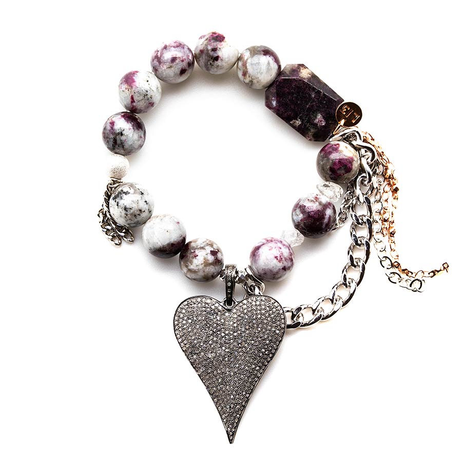 Mauve Charoite with a Diamond Heart Pendant