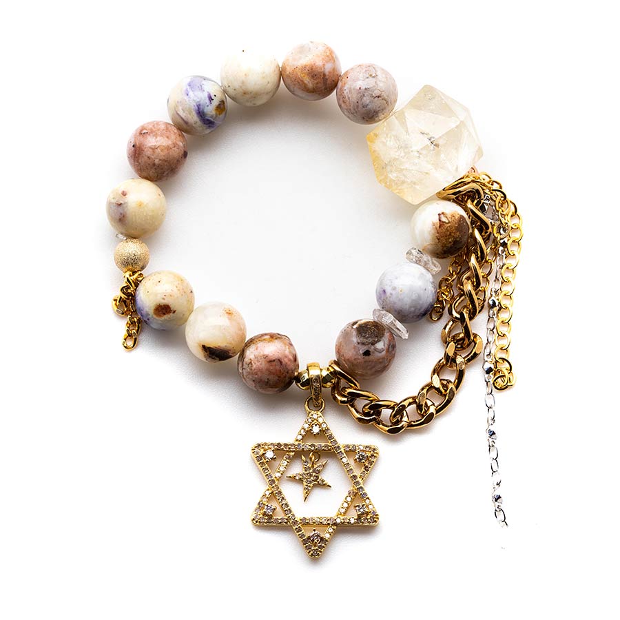Yellow Opals with a Diamond Star of David