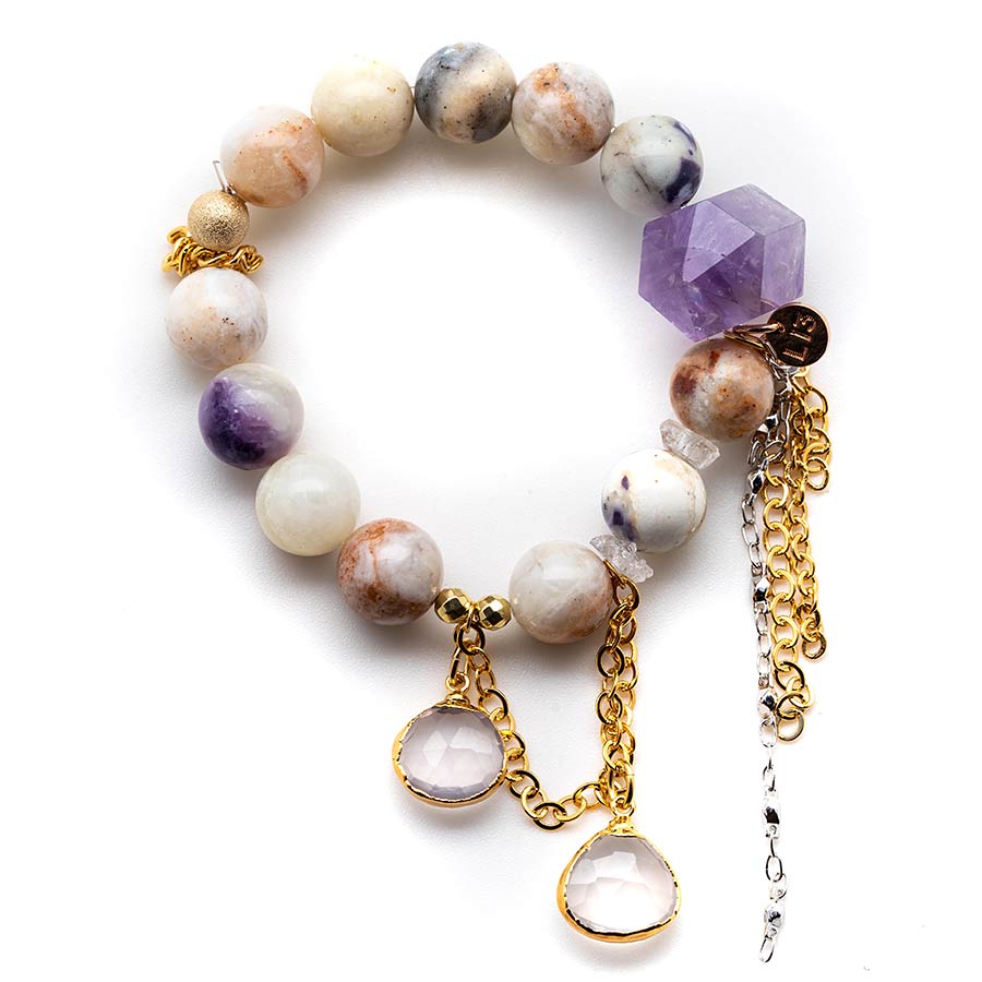 Yellow Opals with an Amethyst Waterfall