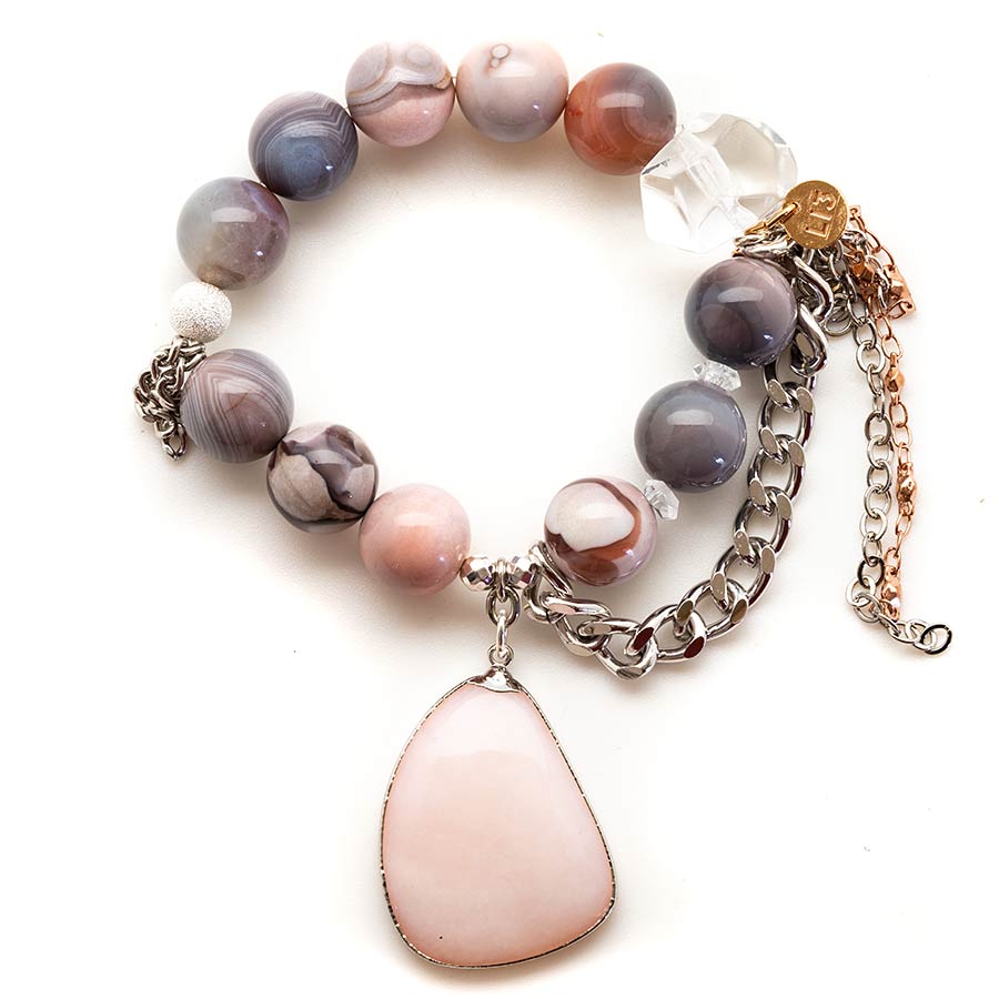 Lavender Botswana Agate with a Pink Calcite Pendant