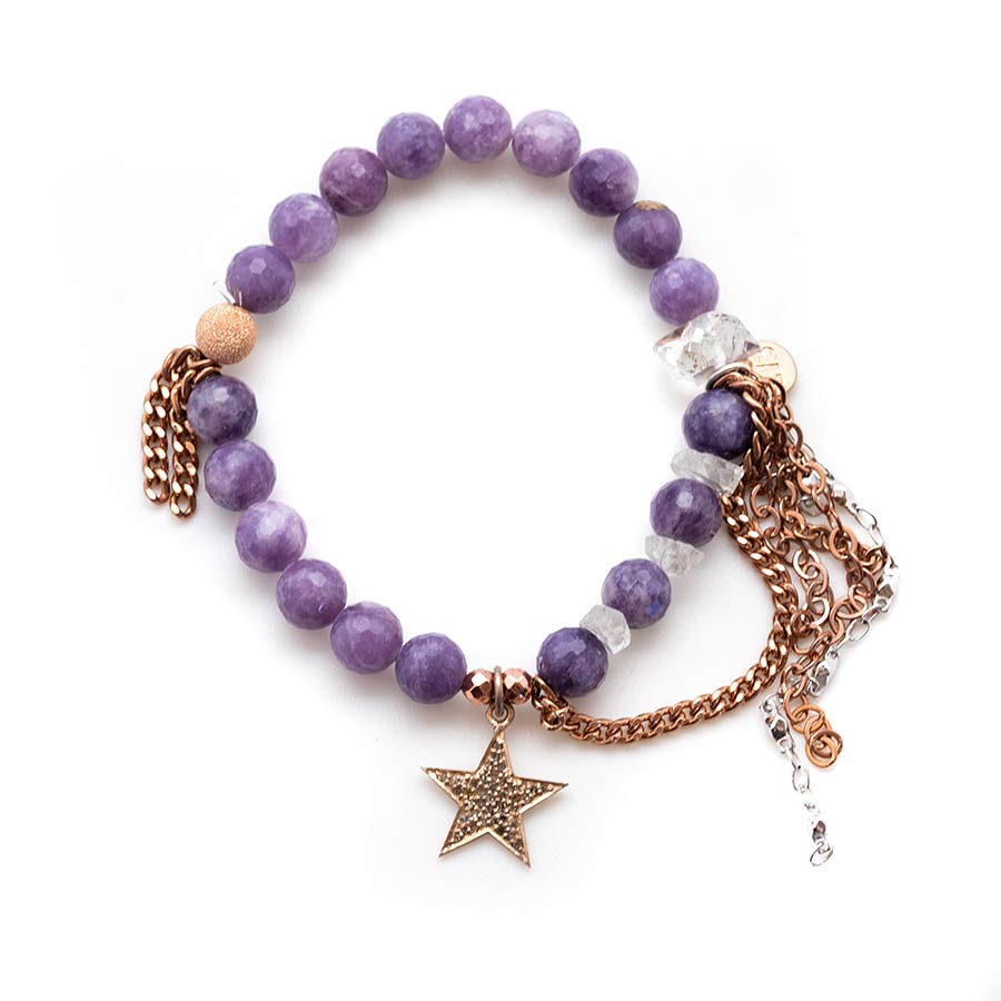 Flash Sale Item No. 75 – Faceted Lepidolite with a Rose Gold Diamond Star
