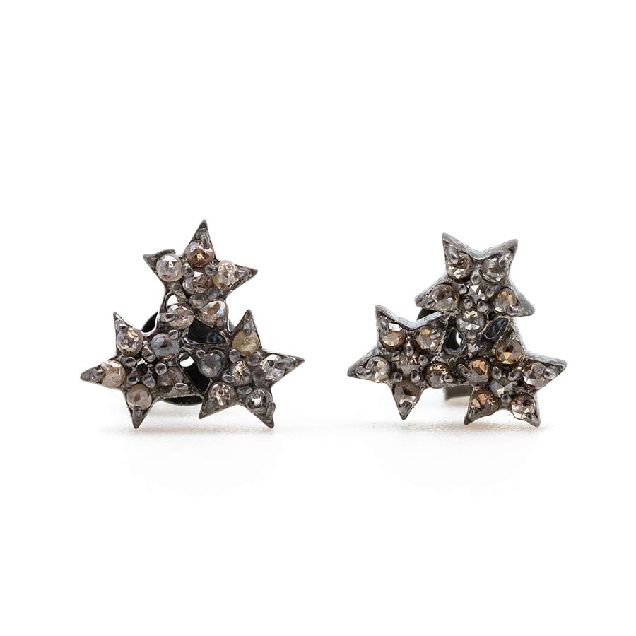 Flash Sale Item No. 80 – Black Diamond Star Cluster Earrings (Set in Sterling Silver)