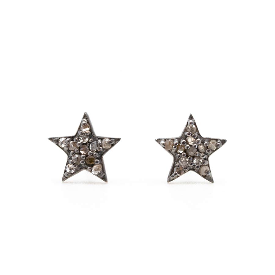 Flash Sale Item No. 203 – Black Diamond Star Studs (Set in Sterling Silver)