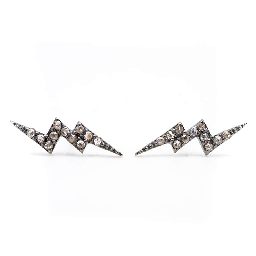 Flash Sale Item No. 342 – Black Diamond Lightning Bolt Earrings (Set in Sterling Silver)