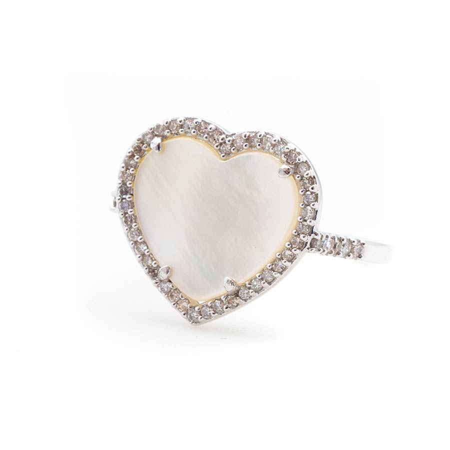 Flash Sale Item No. 279 – 18kt White Gold & Diamond Abalone Heart Ring – Size 7