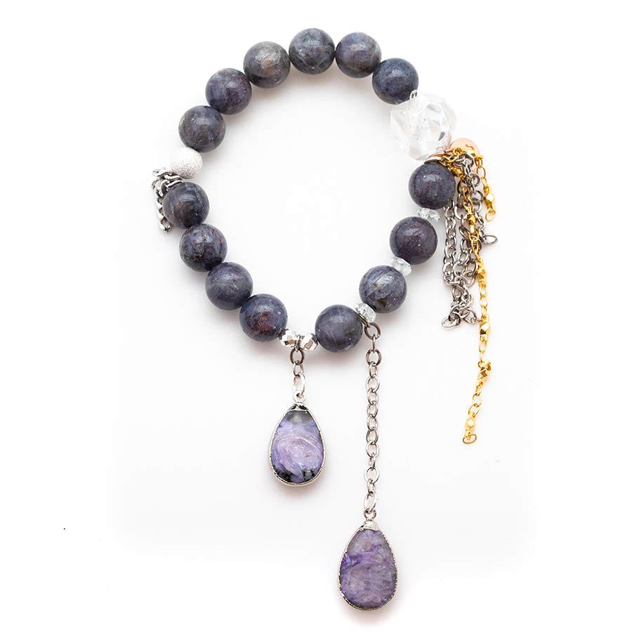 Star Iolite with a Charoite Waterfall