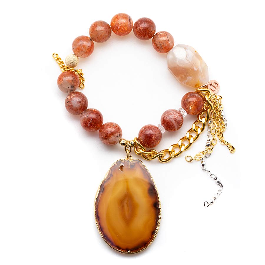 Sunstone with an Agate Slice Pendant