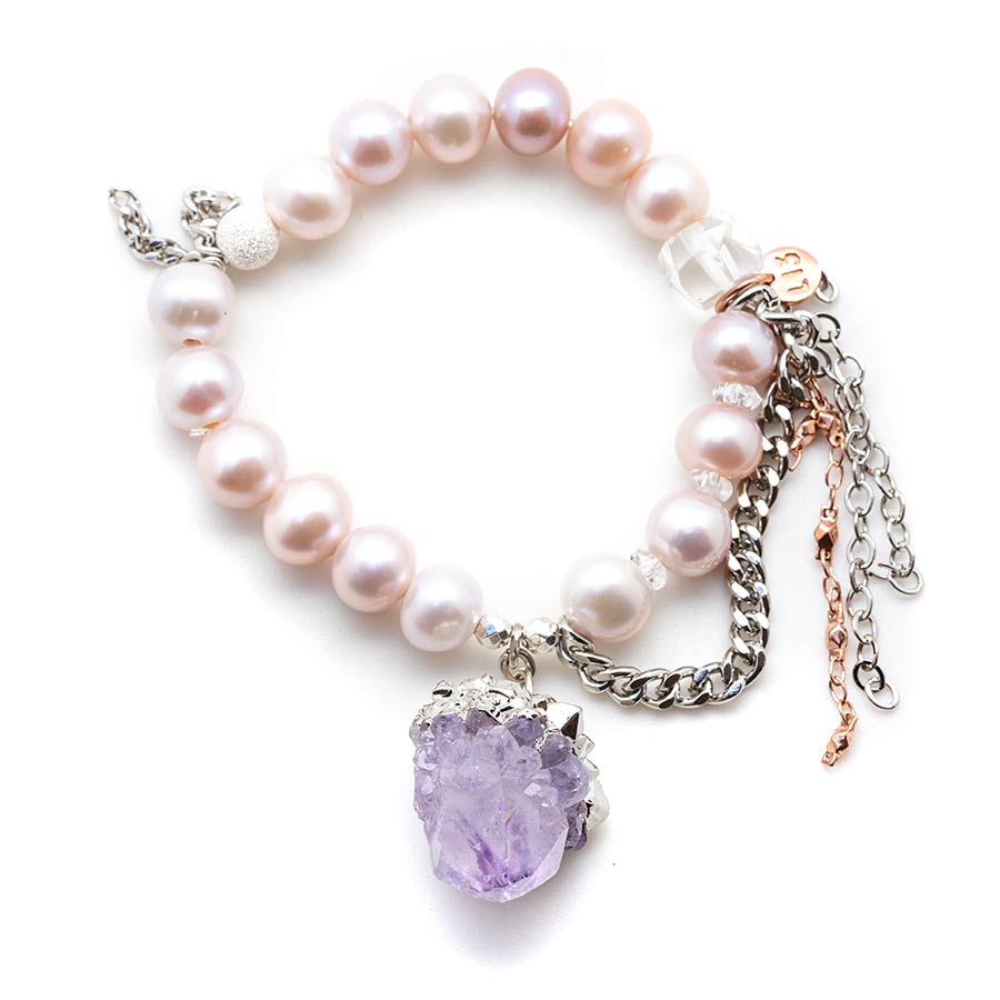 Lavender Pearls with a Spirit Quartz Pendant
