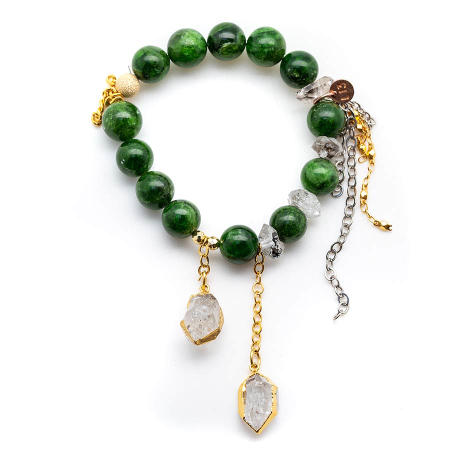 Diopside with a Herkimer Diamond Waterfall