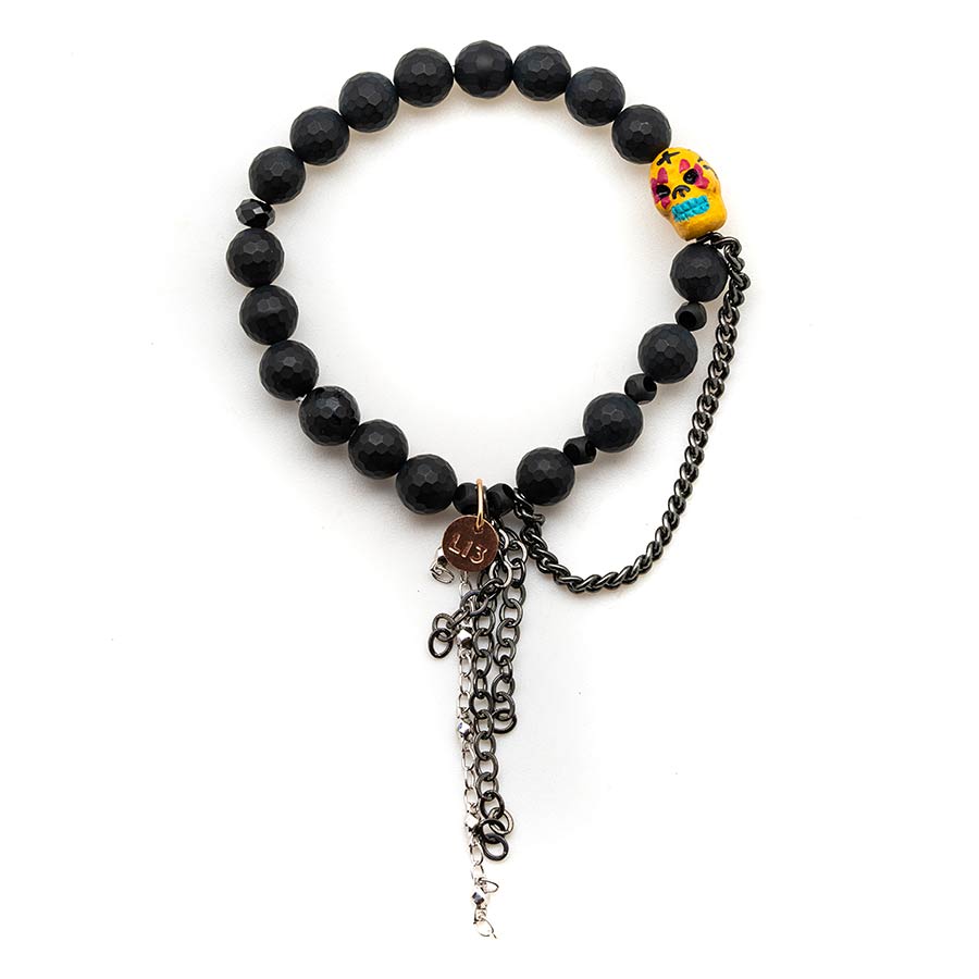 Black Onyx with a Colorful Skull