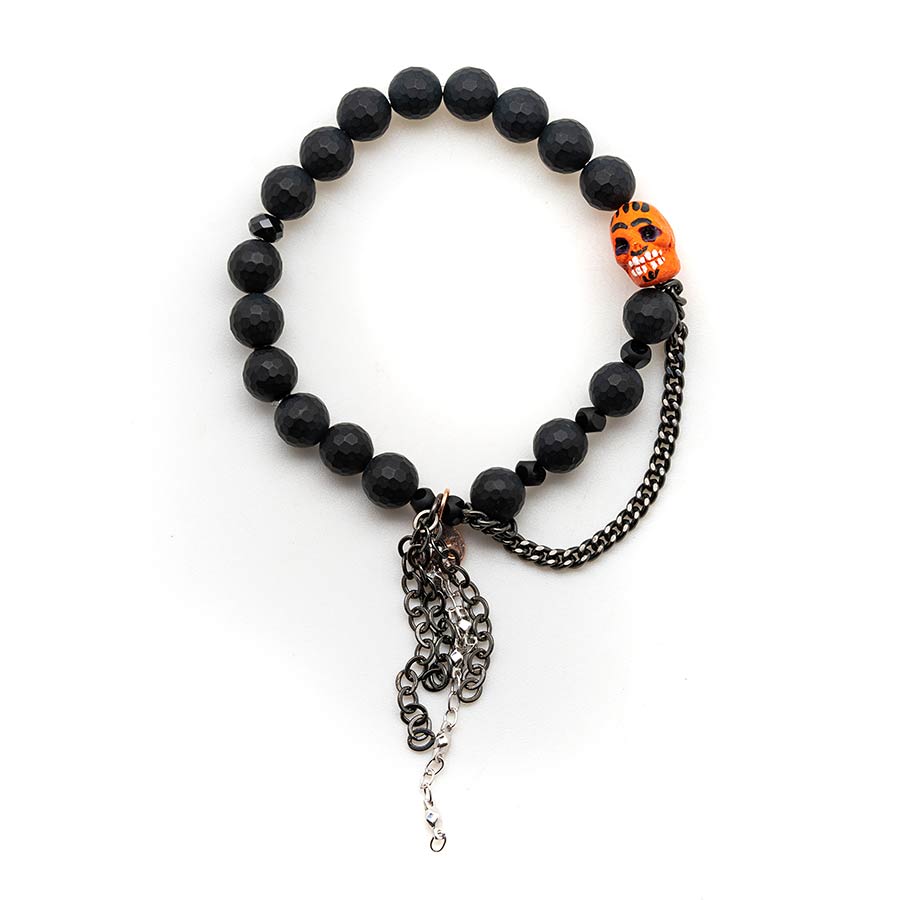 Black Onyx with a Colorful Skull