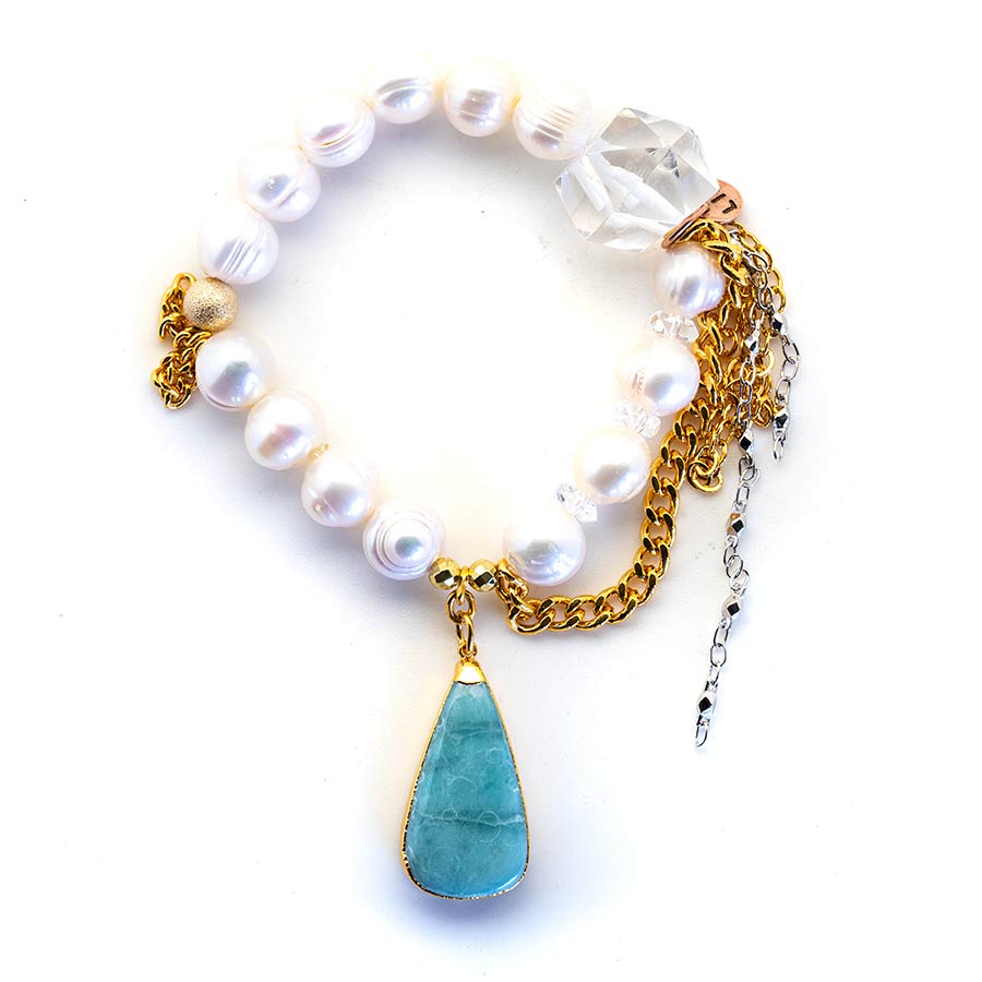 Goddess Pearls with a Larimar Pendant