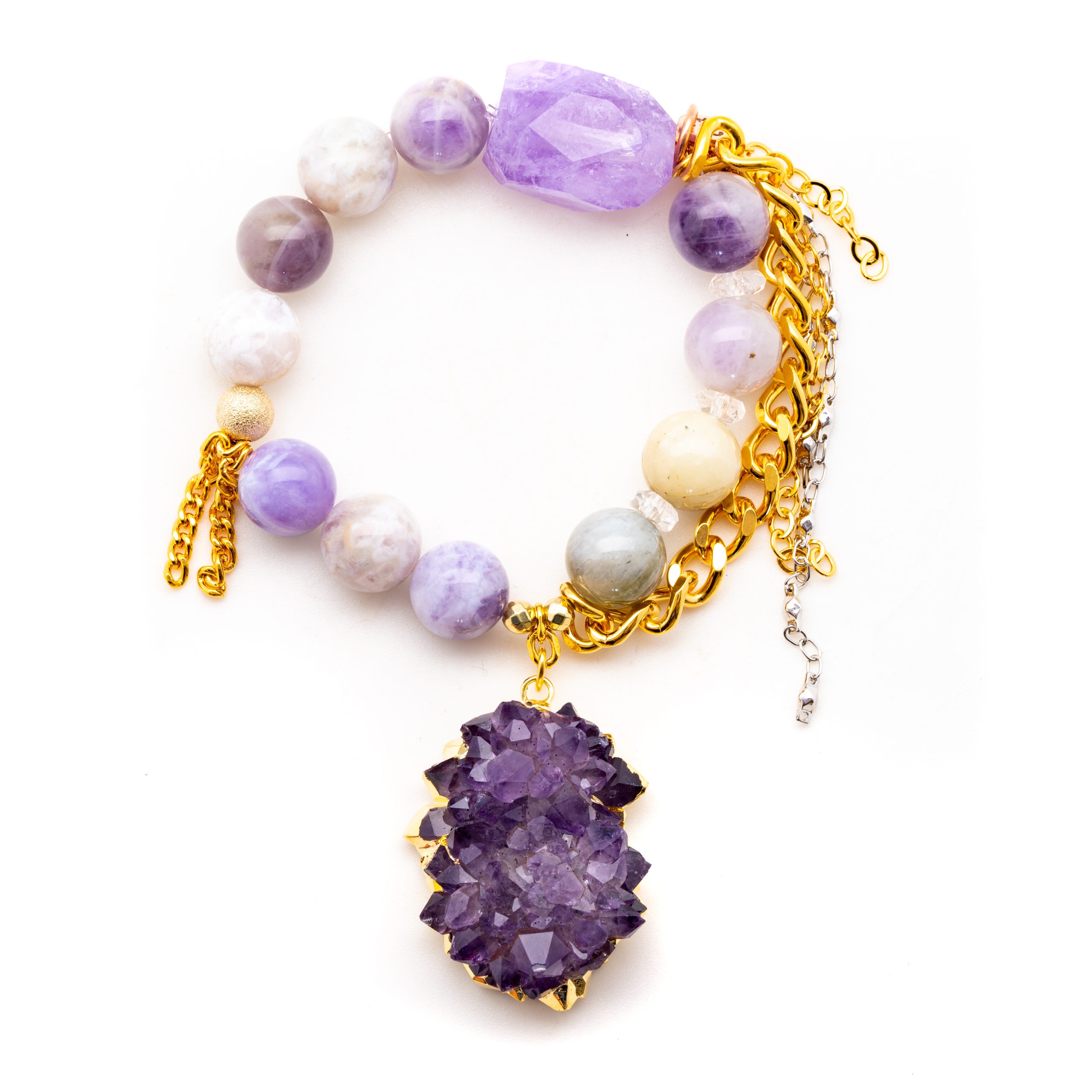 Lavender Opals with an Amethyst Flower