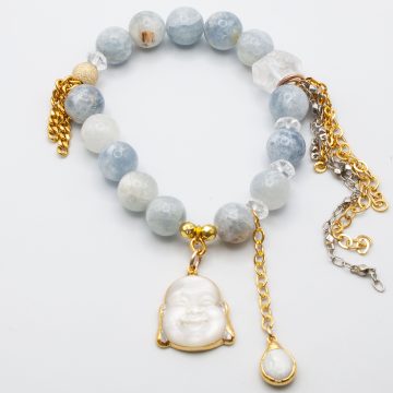 Celestite with a Prosperity Buddha