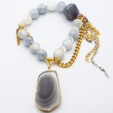 Celestite with an Agate Pendant