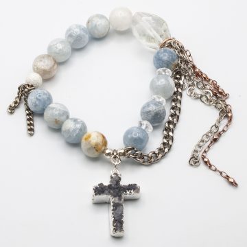 Celestite with a Amethyst Cross