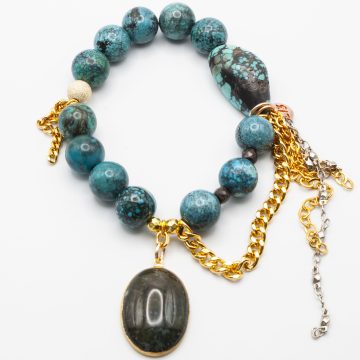 Turquoise & Malachite with an Agate Pendant