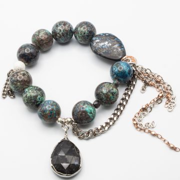 Turquoise & Malachite with an Opal