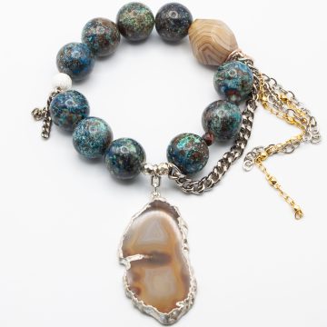 Turquoise & Malachite with an Agate Pendant