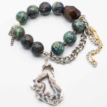 Turquoise & Malachite with a Sliced Geode Pendant