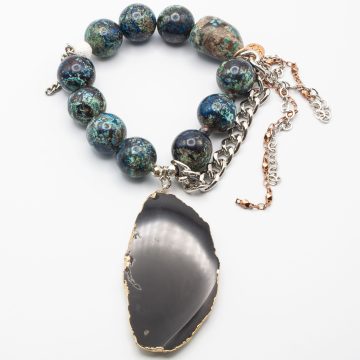 Turquoise & Malachite with an Agate Pendant