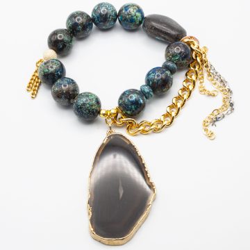 Turquoise & Malachite with an Agate Pendant