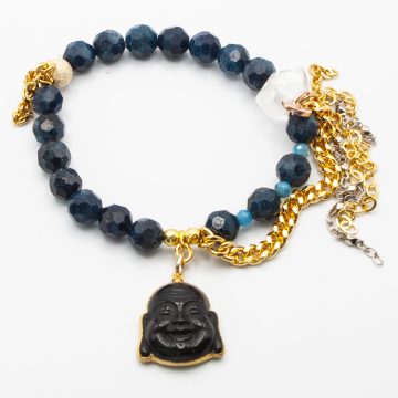 Apatite with an Obsidian Buddha
