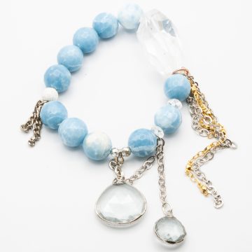 Blue Jasper with an Aquamarine Waterfall