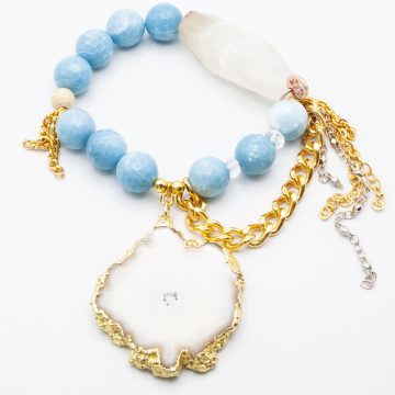 Blue Jasper with a Solar Quartz Pendant