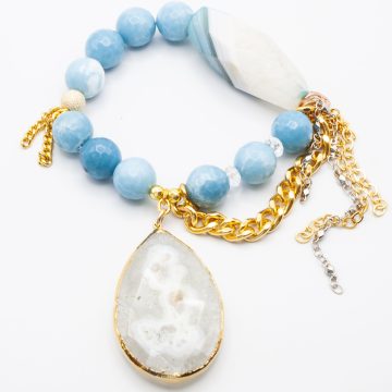 Blue Jasper with a Solar Quartz Pendant