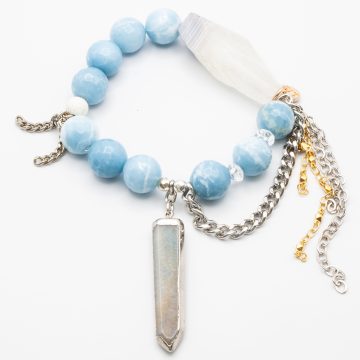 Blue Jasper with a Trolleite Pendant
