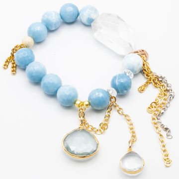 Blue Jasper with an Aquamarine Waterfall