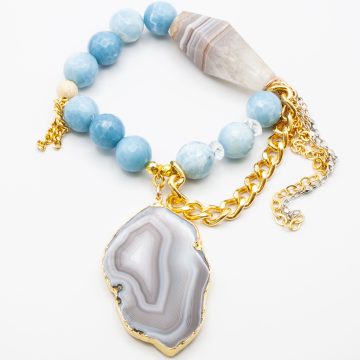 Blue Jasper with an Agate Pendant