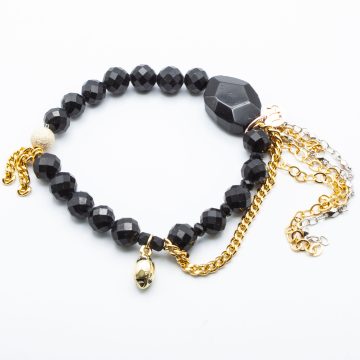 Heather's Pick - Black Tourmaline with a Golden Football Charm
