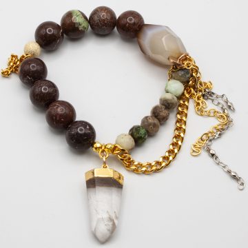 Brown Jasper with a Phantom Quartz Pendant