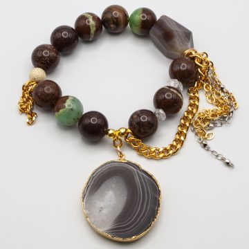 Brown Jasper with Chrysocolla with a Sliced Agate