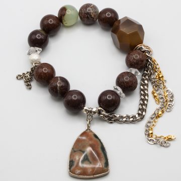Brown Jasper with Chrysocolla with an Agate Pendant