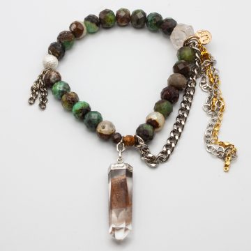 Chrysocolla with a Phantom Quartz Crystal Pendant